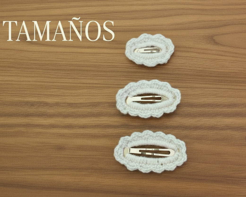 Pinza pelo niña de crochet hecha a mano