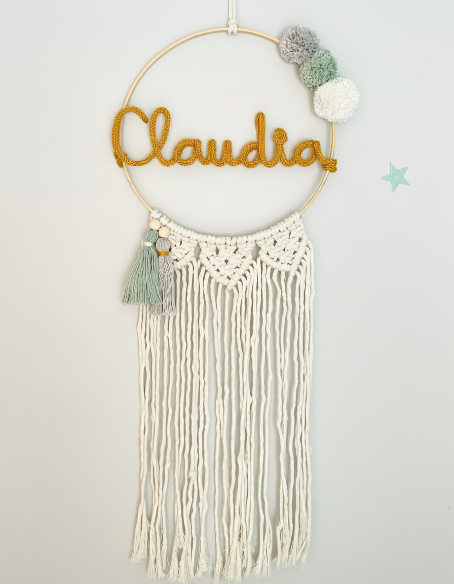 Atrapasueños personalizado infantil con nombre. Idea deco habitación bebé, niñas y niños