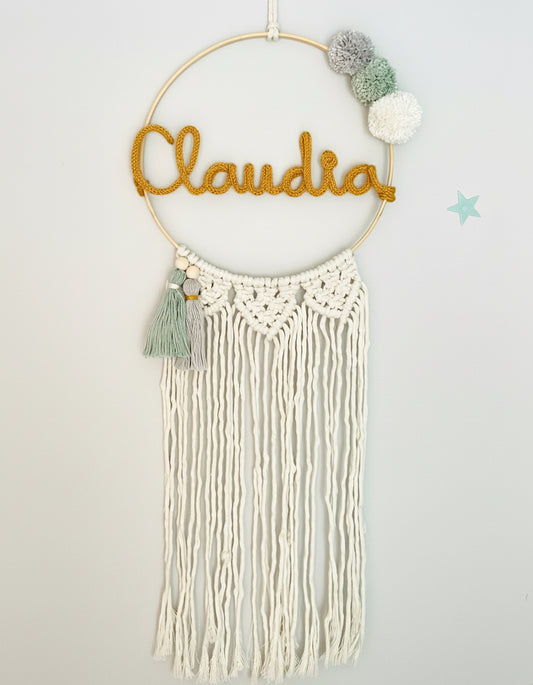 Atrapasueños personalizado infantil con nombre. Idea deco habitación bebé, niñas y niños