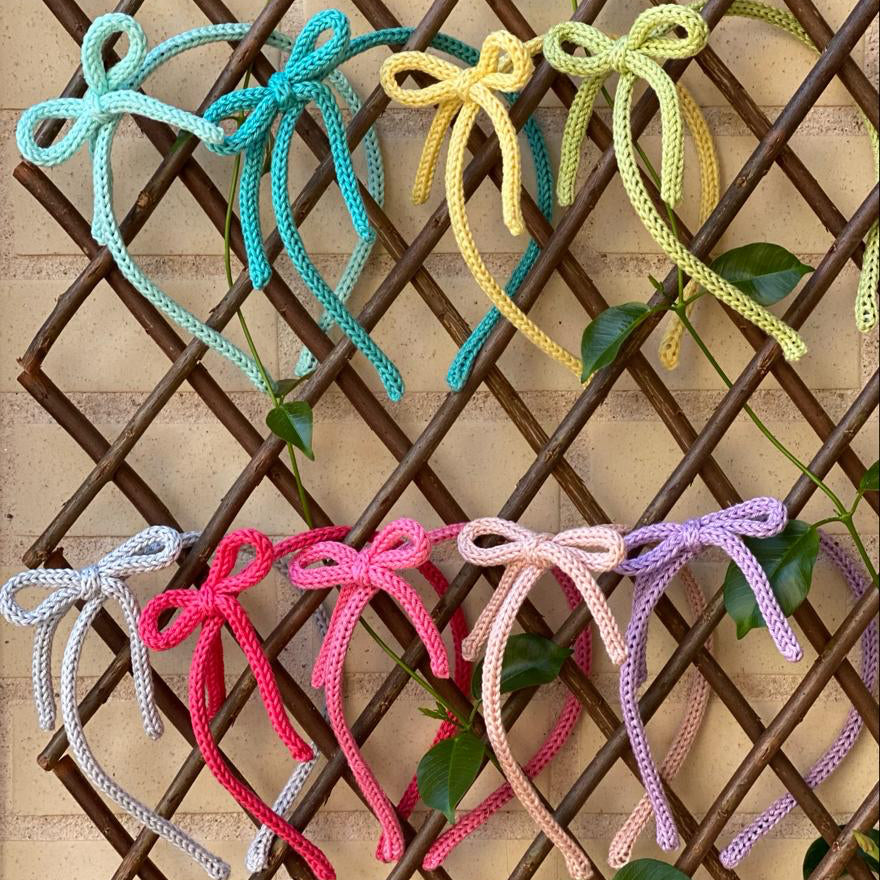 Diademas de crochet con lazo artesanales en diferentes colores