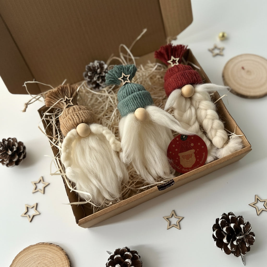 ADORNOS DE  NAVIDAD TRES GNOMOS PAPA NOEL