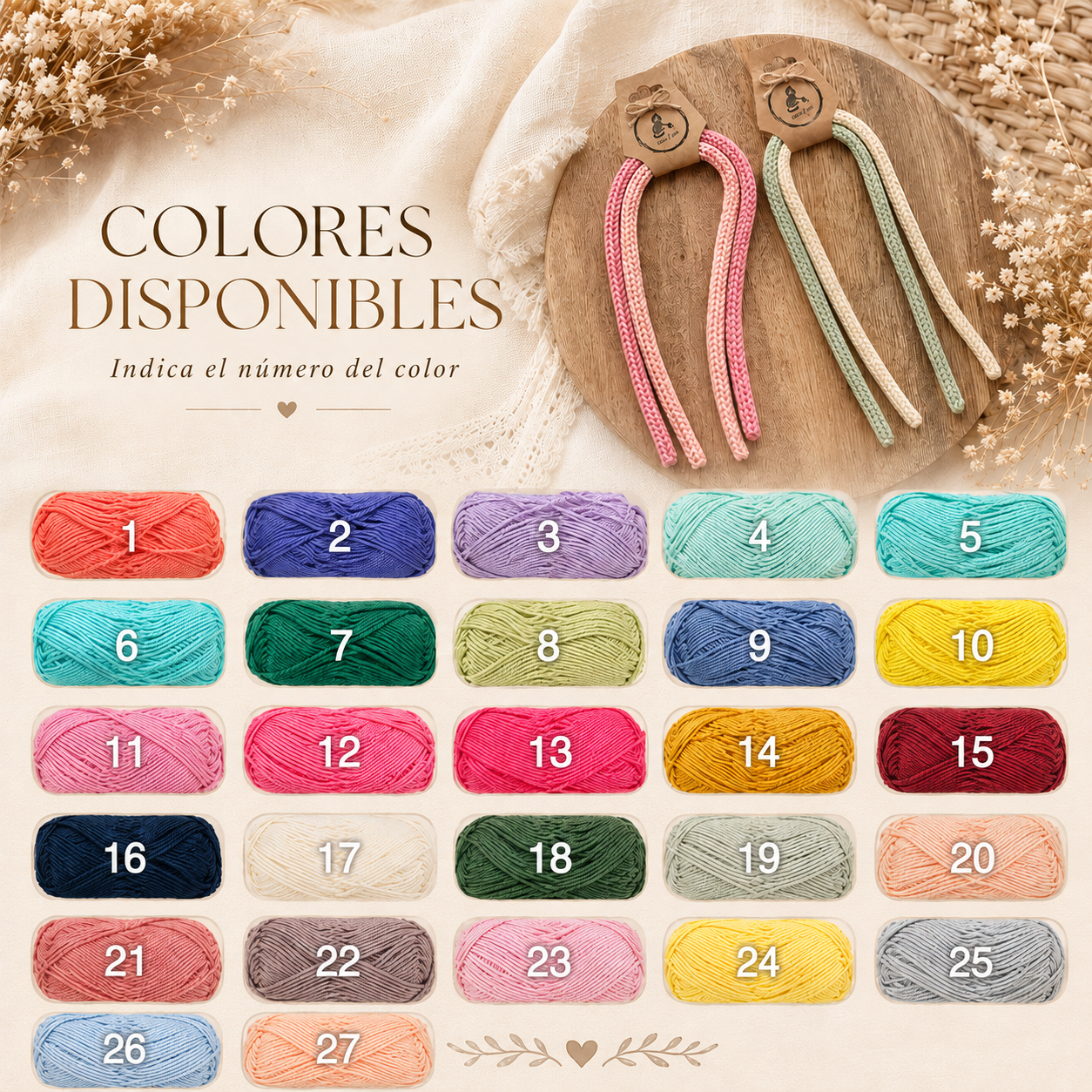 Cordones de tricotín para lazos, coletas y trenzas