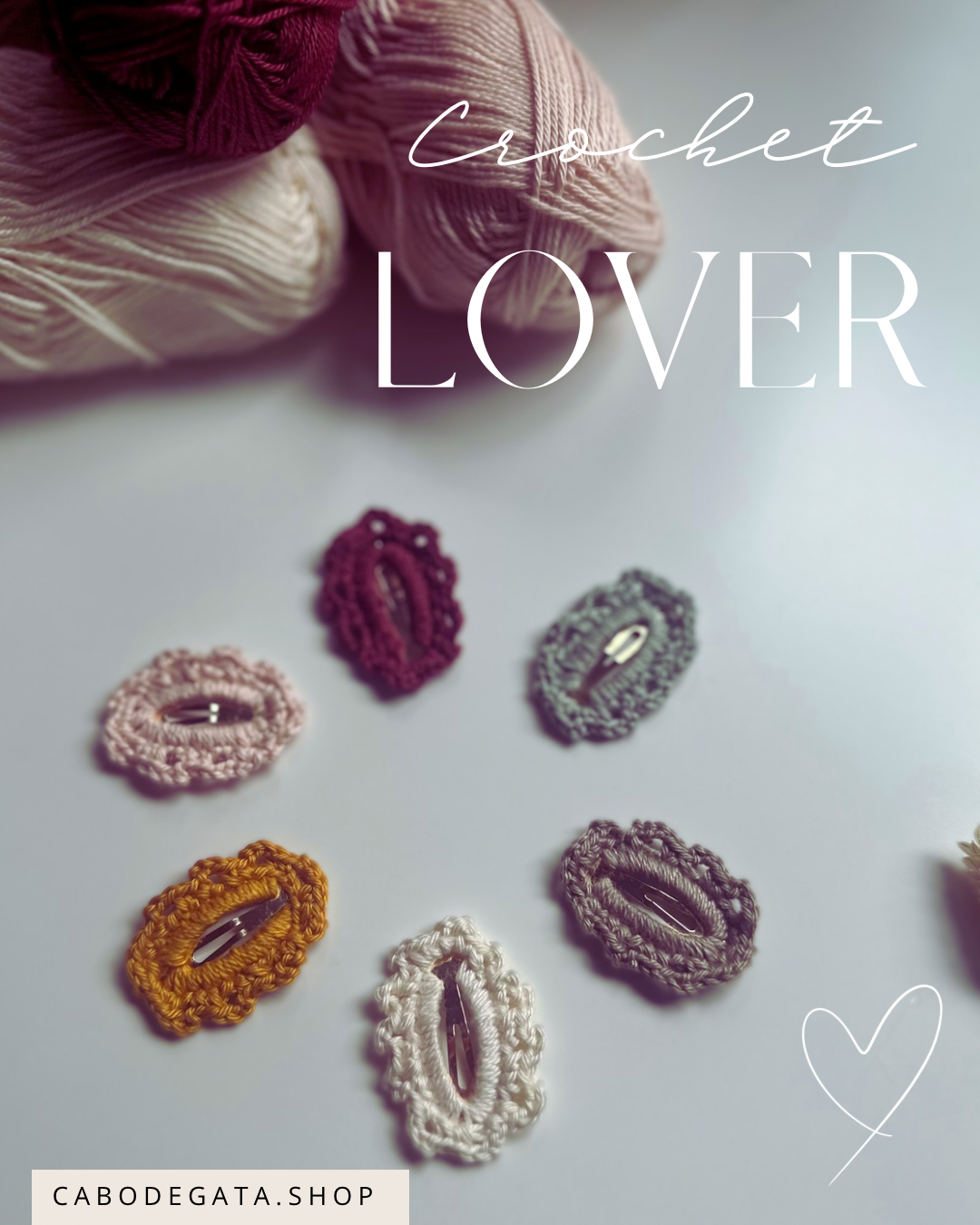 Horquillas de crochet hechas a mano románticas