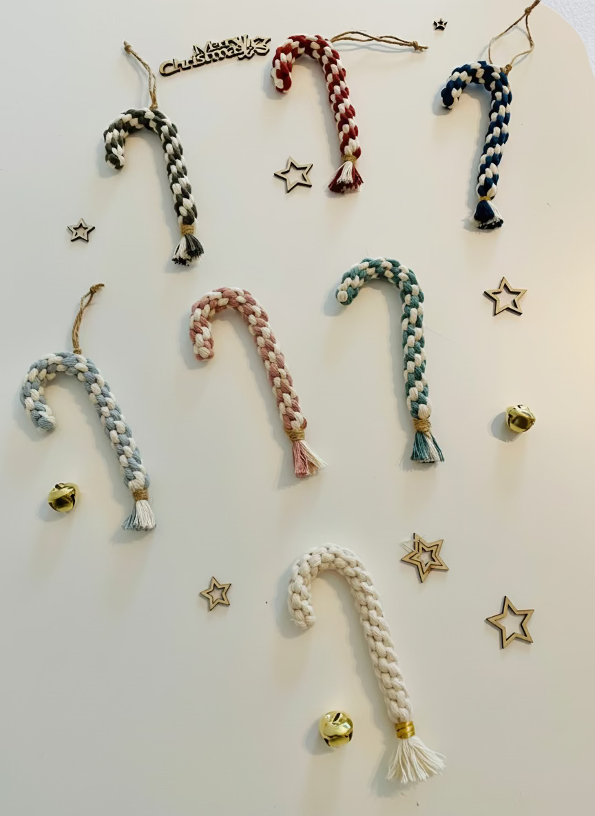 ADORNOS_BASTON_DE_NAVIDAD_BLANCO_Y_ROJO_HECHO_A_MANO_HILO_MACRAME COLORES
