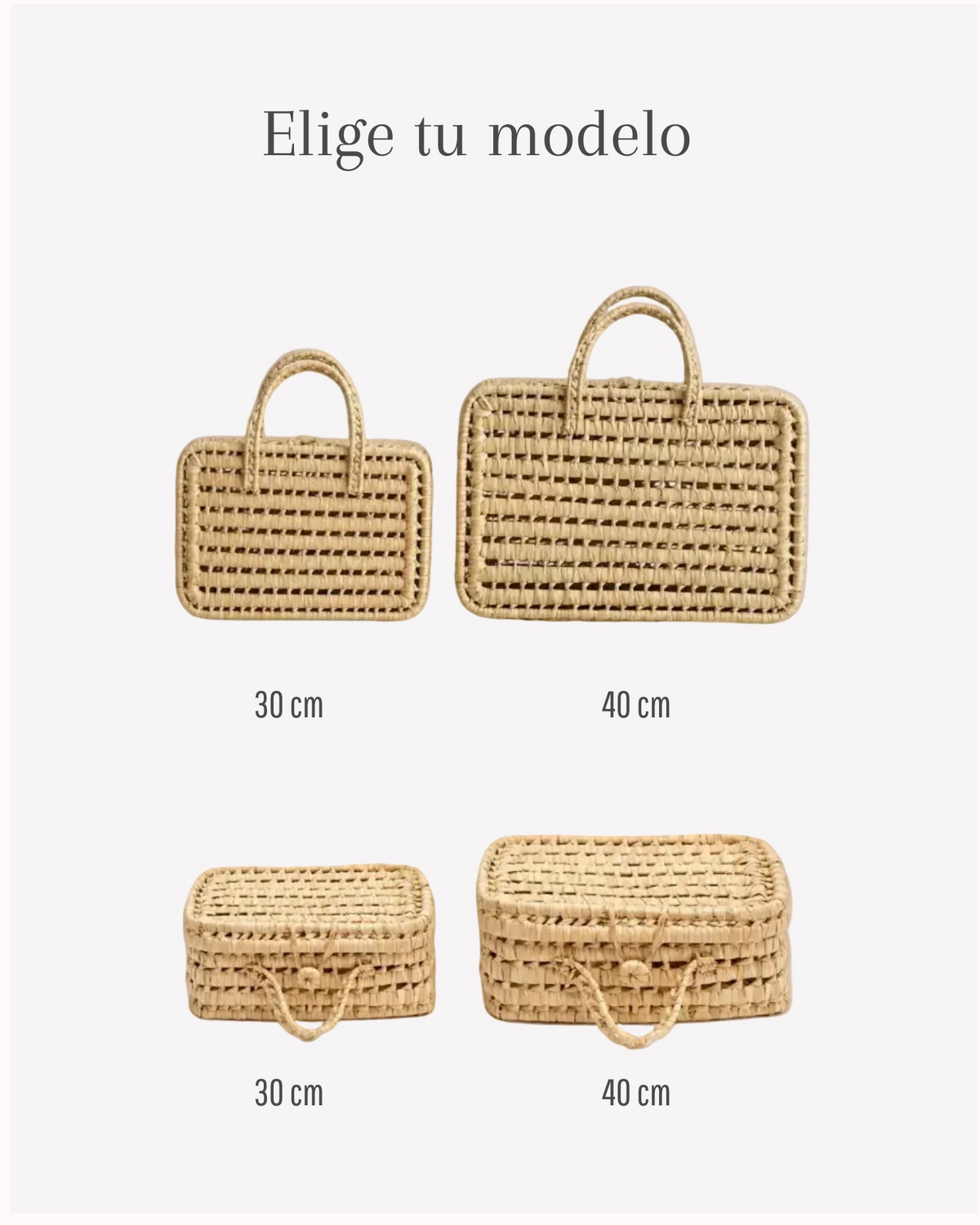 Comparativa de maletas infantiles de palma de 30 y 40 cm