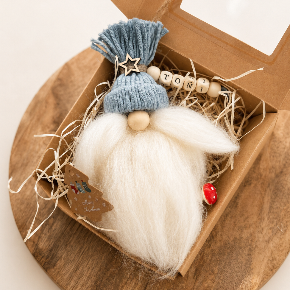 Gnomo personalizado de Navidad con barba y bigotes largos
