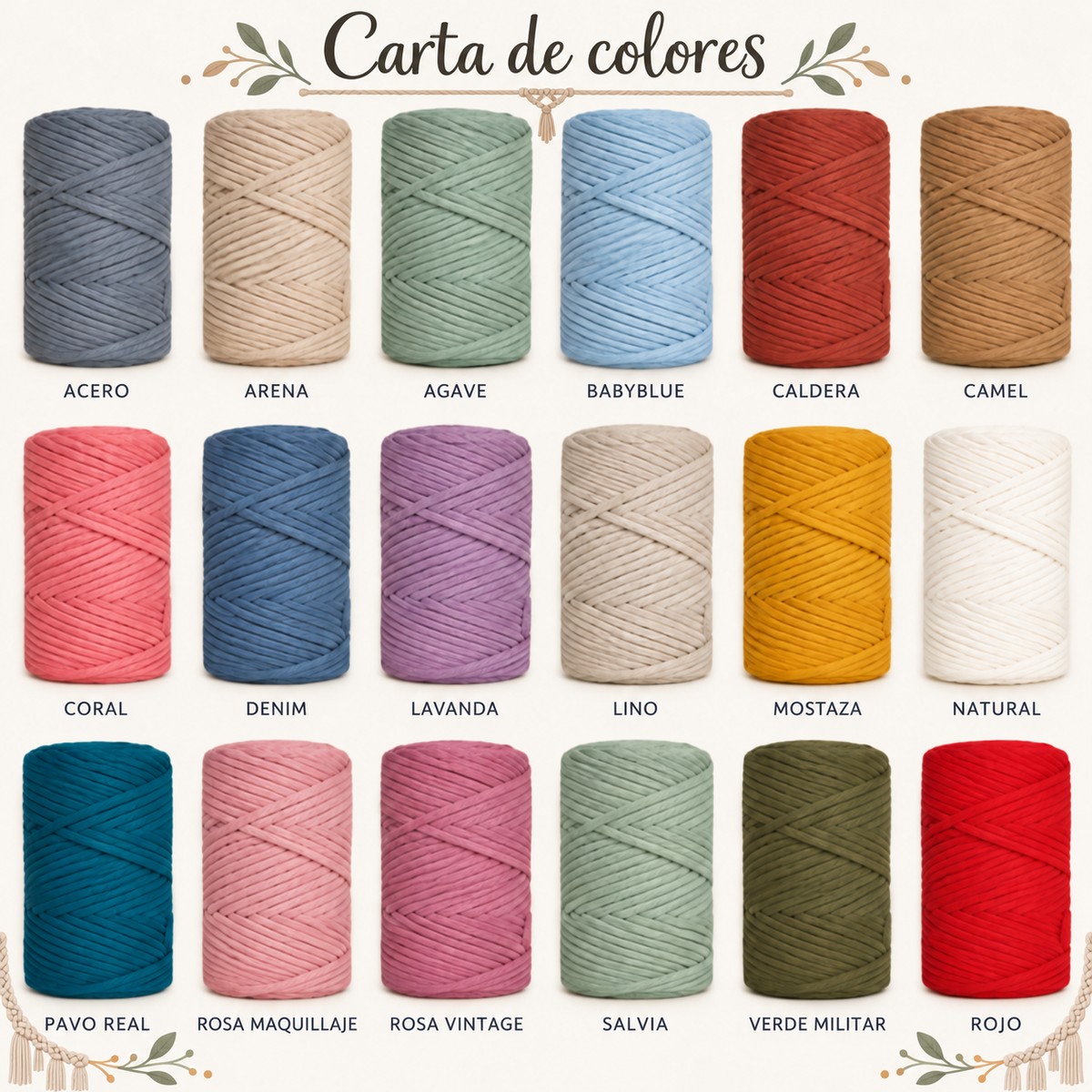 Carta de colores de macramé para personalizar