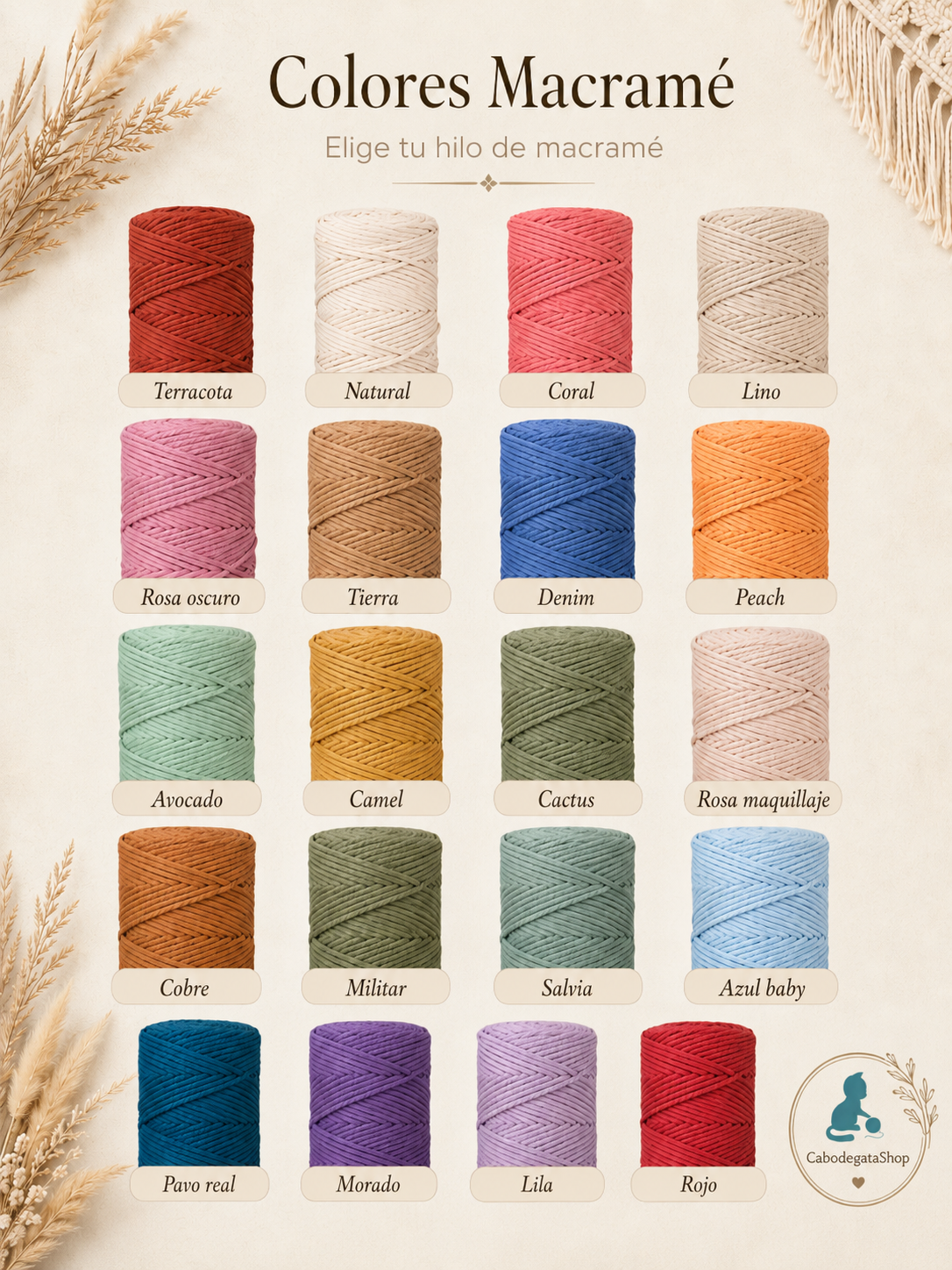 Carta de colores de macramé para personalizar