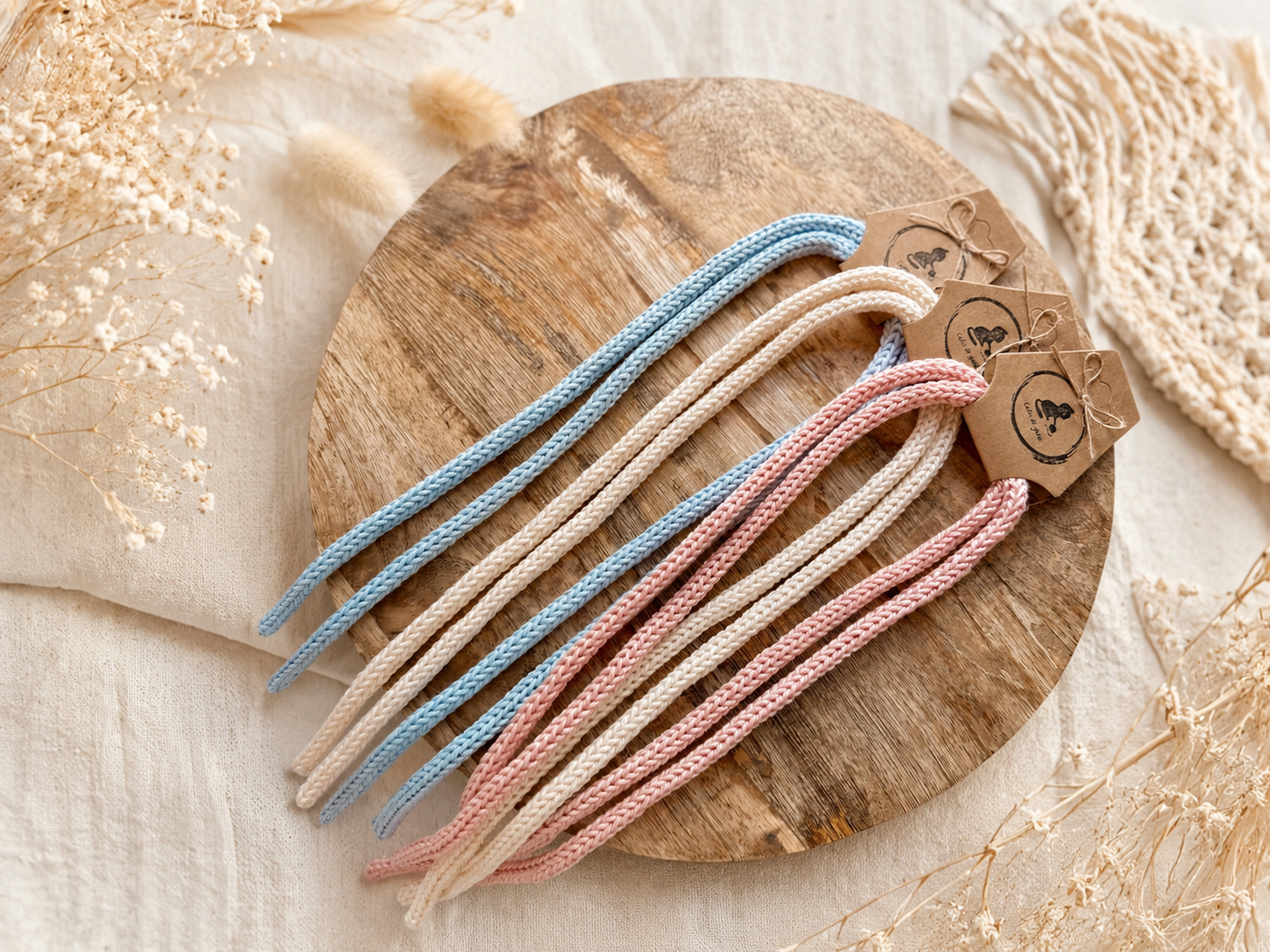 Cordones de tricotín para lazos, coletas y trenzas