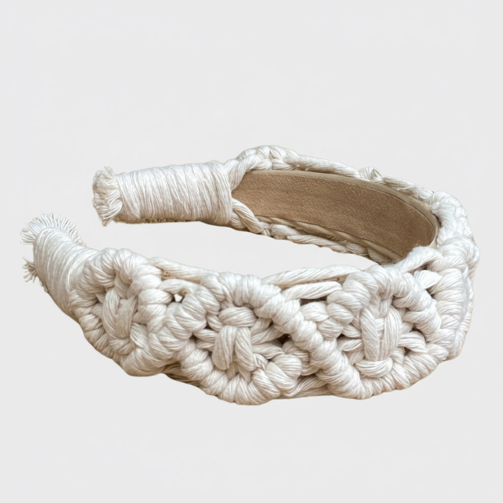 Diadema boho ancha de macramé