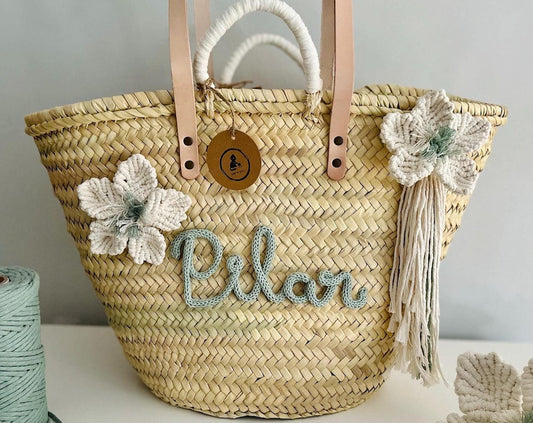 Personalized summer wicker beach basket