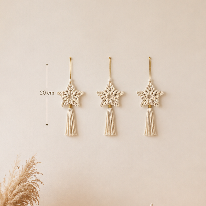 Medidas de estrella de Navidad de macramé de 20 cm