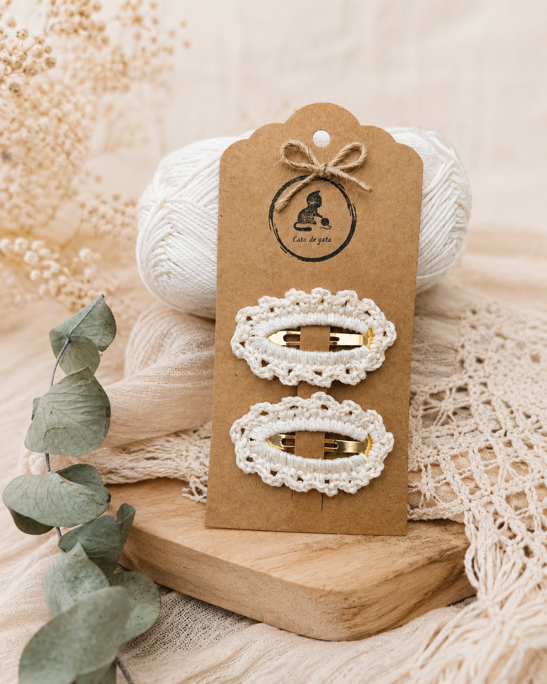 Pack de dos horquillas de crochet hechas a mano